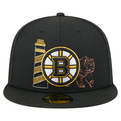 Boston Bruins New Era State Stitch 59FIFTY Fitted Hat Black