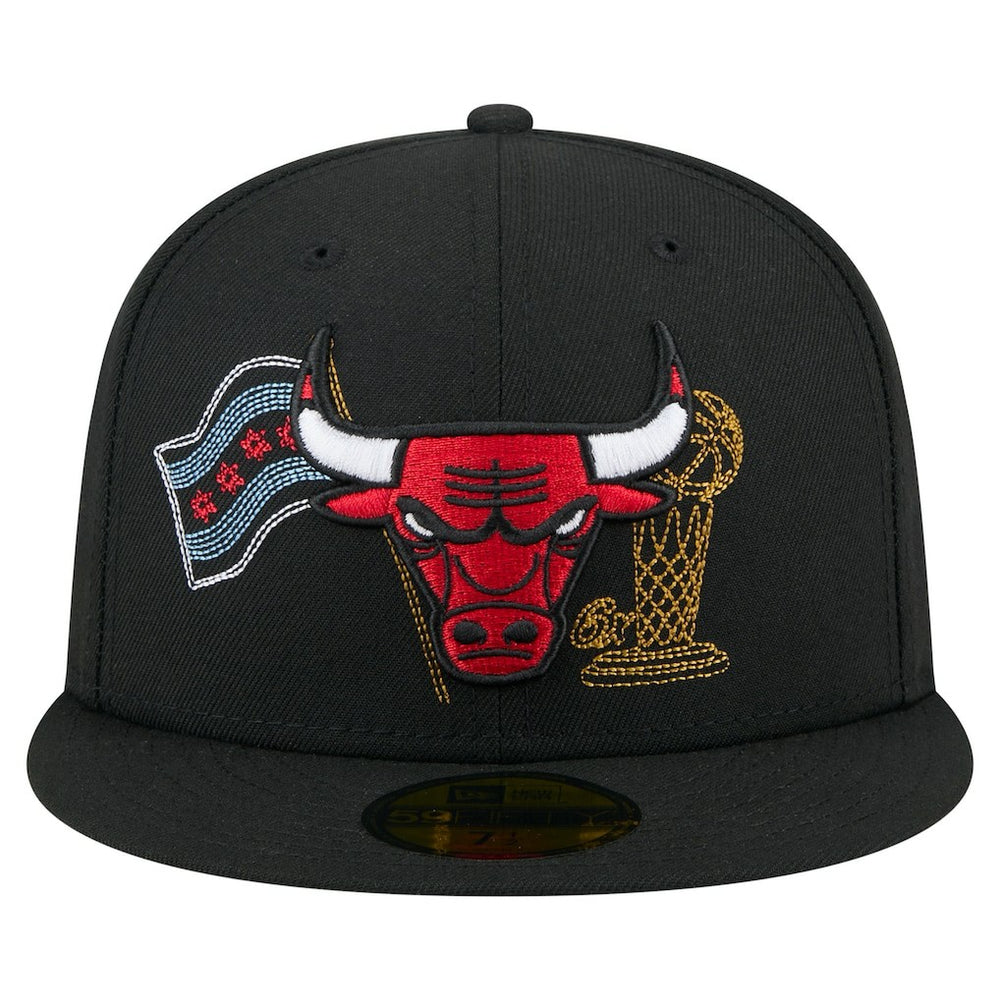 Chicago Bulls State Stitch 59FIFTY Fitted Hat - Black | New Era shop
