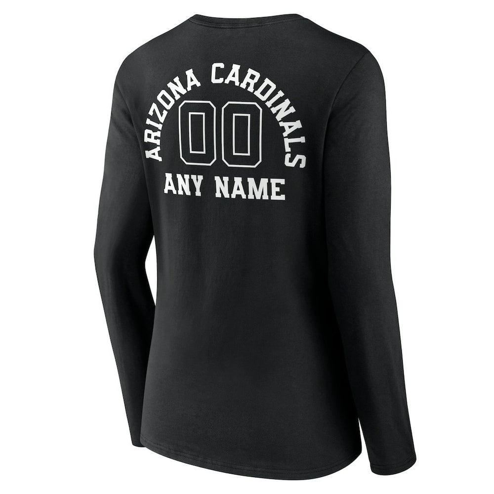 Arizona Cardinals Women's Personalized Name & Number Monochrome Long Sleeve V-Neck T-Shirt - Black outlet