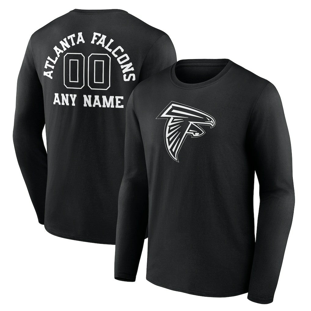 Atlanta Falcons Personalized Name & Number Monochrome Long Sleeve T-Shirt - Black cheap