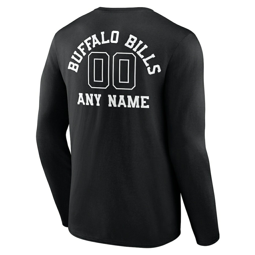Buffalo Bills Personalized Name & Number Monochrome Long Sleeve T-Shirt - Black cheap