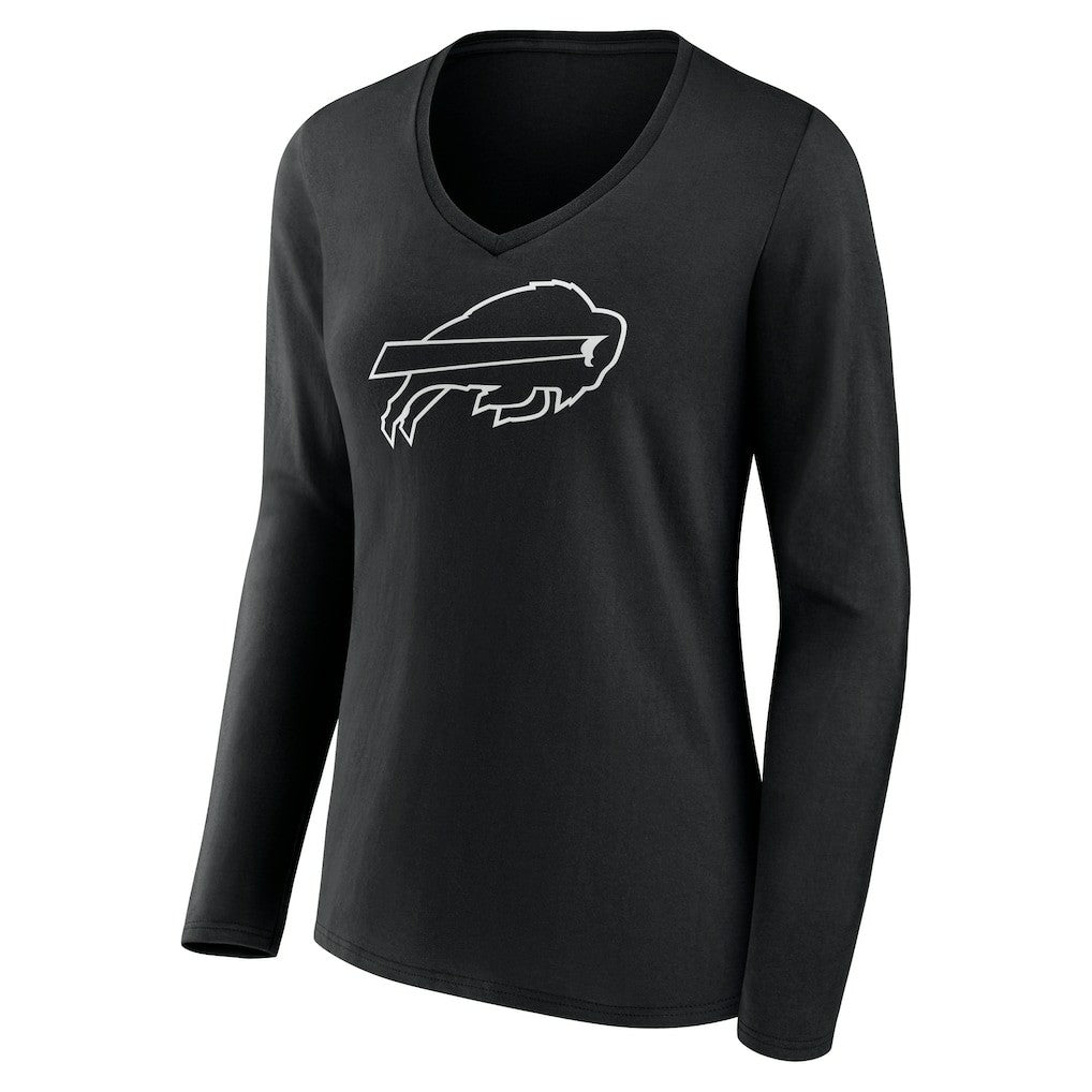 Buffalo Bills Women's Personalized Name & Number Monochrome Long Sleeve V-Neck T-Shirt - Black outlet