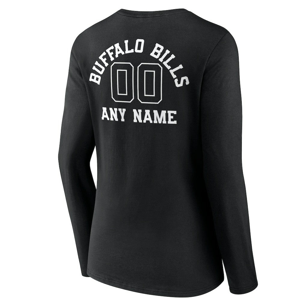 Buffalo Bills Women's Personalized Name & Number Monochrome Long Sleeve V-Neck T-Shirt - Black outlet