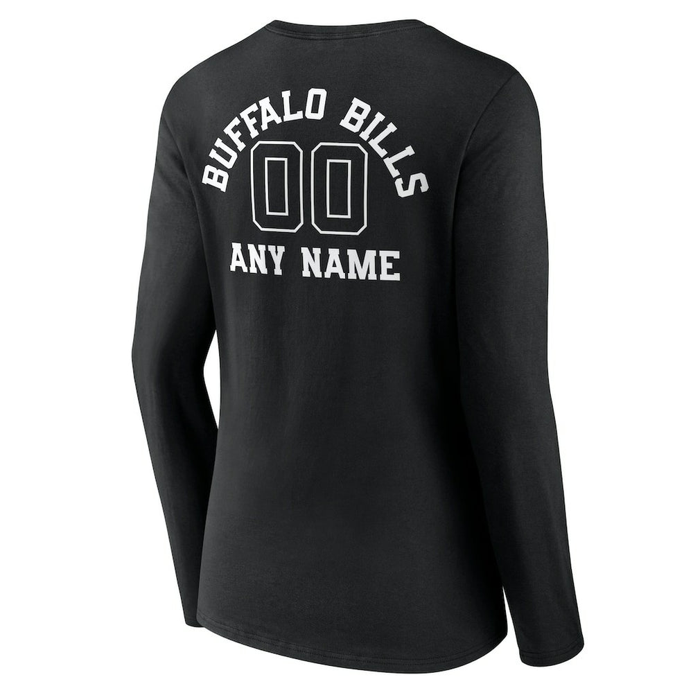 Buffalo Bills Women's Personalized Name & Number Monochrome Long Sleeve V-Neck T-Shirt - Black outlet