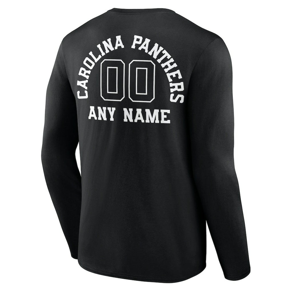 Carolina Panthers Personalized Name & Number Monochrome Long Sleeve T-Shirt - Black for sale