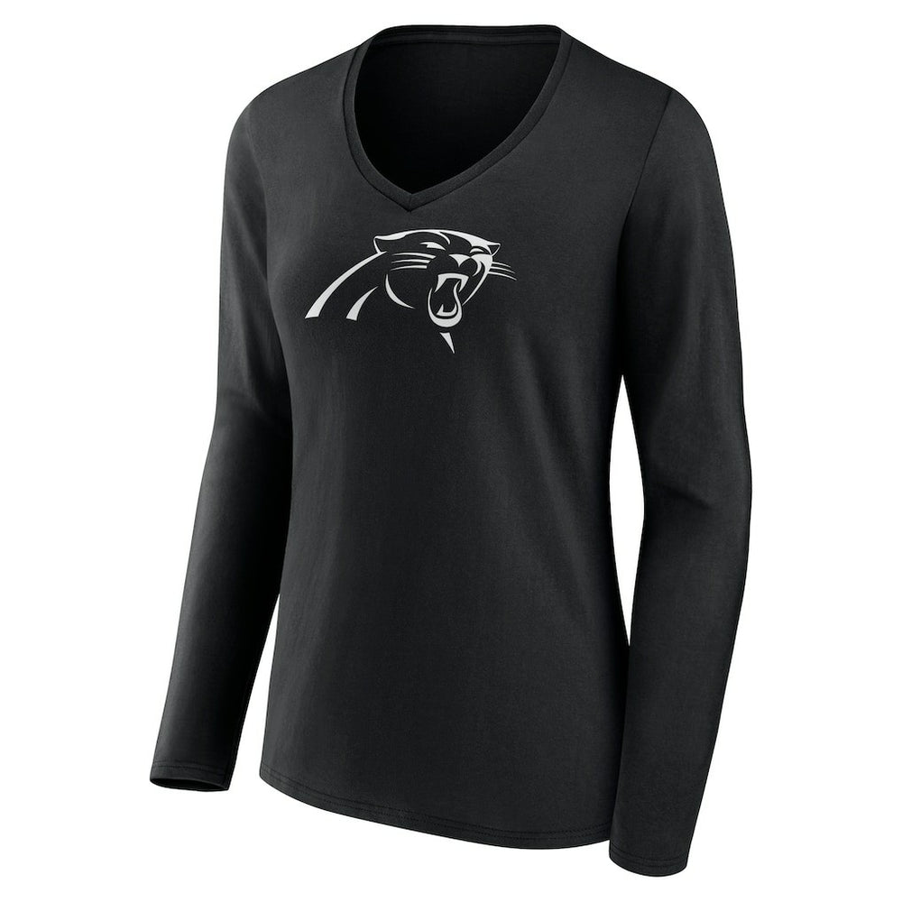 Carolina Panthers Women's Personalized Name & Number Monochrome Long Sleeve V-Neck T-Shirt - Black sale