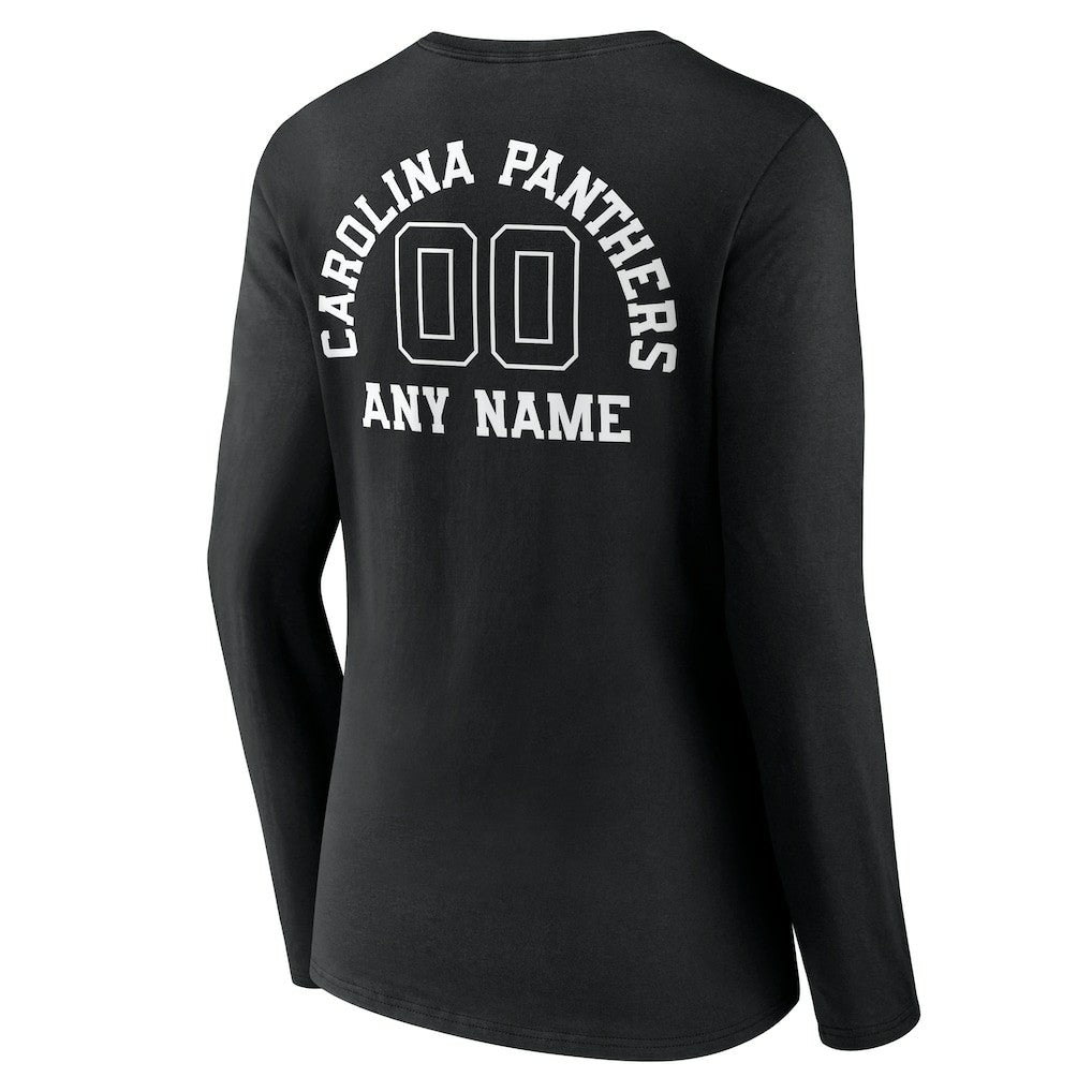 Carolina Panthers Women's Personalized Name & Number Monochrome Long Sleeve V-Neck T-Shirt - Black sale