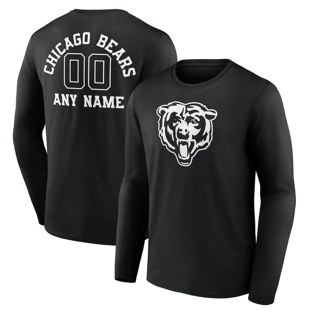 Chicago Bears Personalized Name & Number Monochrome Long Sleeve T-Shirt - Black outlet