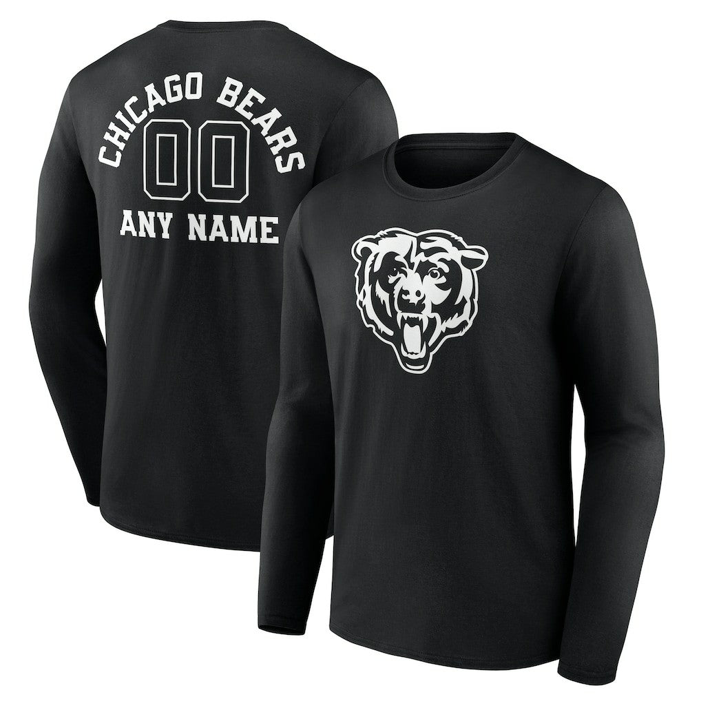 Chicago Bears Personalized Name & Number Monochrome Long Sleeve T-Shirt - Black outlet