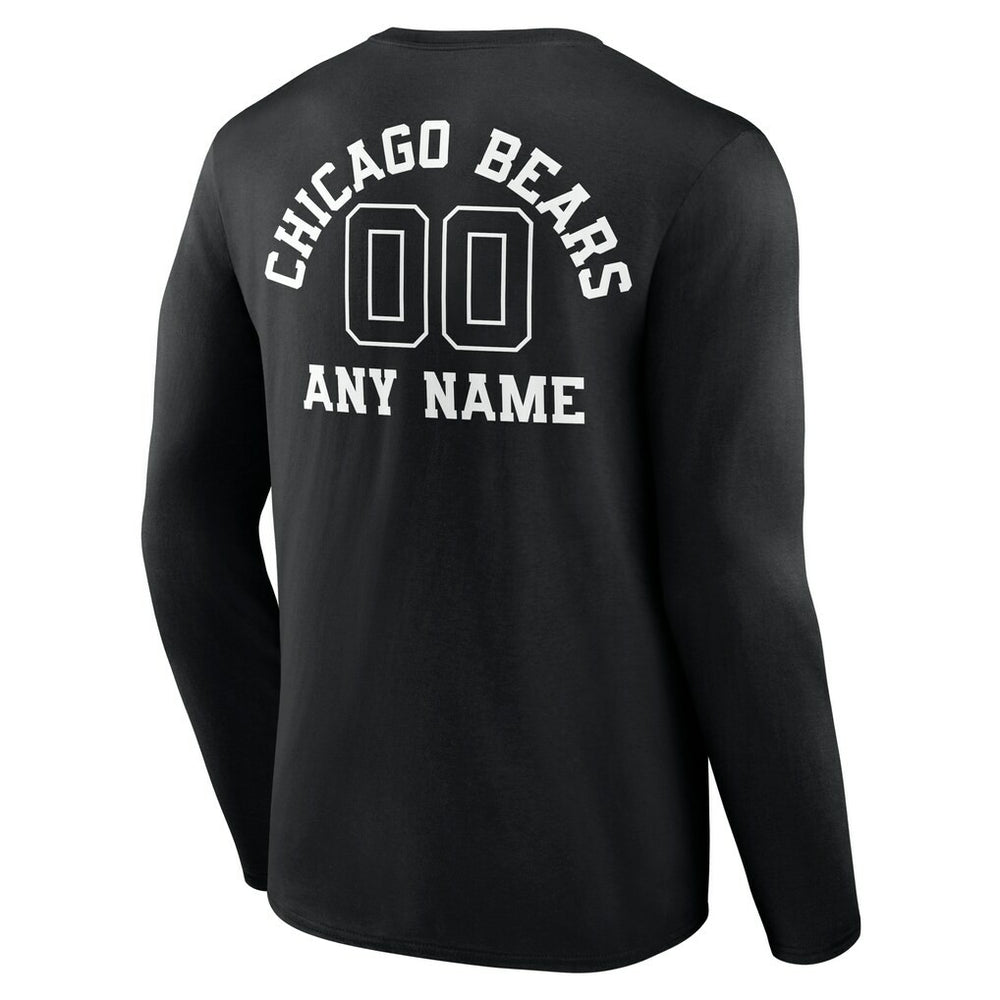 Chicago Bears Personalized Name & Number Monochrome Long Sleeve T-Shirt - Black outlet