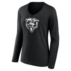 Chicago Bears Women's Personalized Name & Number Monochrome Long Sleeve V-Neck T-Shirt - Black outlet