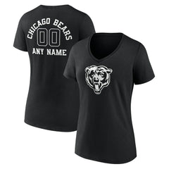 Chicago Bears Women's Personalized Name & Number Monochrome V-Neck T-Shirt - Black discount