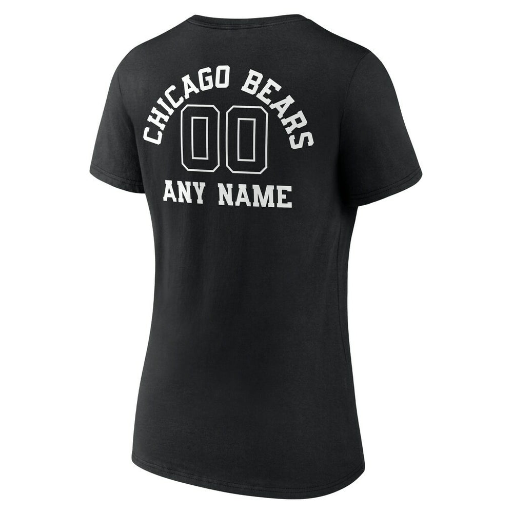 Chicago Bears Women's Personalized Name & Number Monochrome V-Neck T-Shirt - Black discount