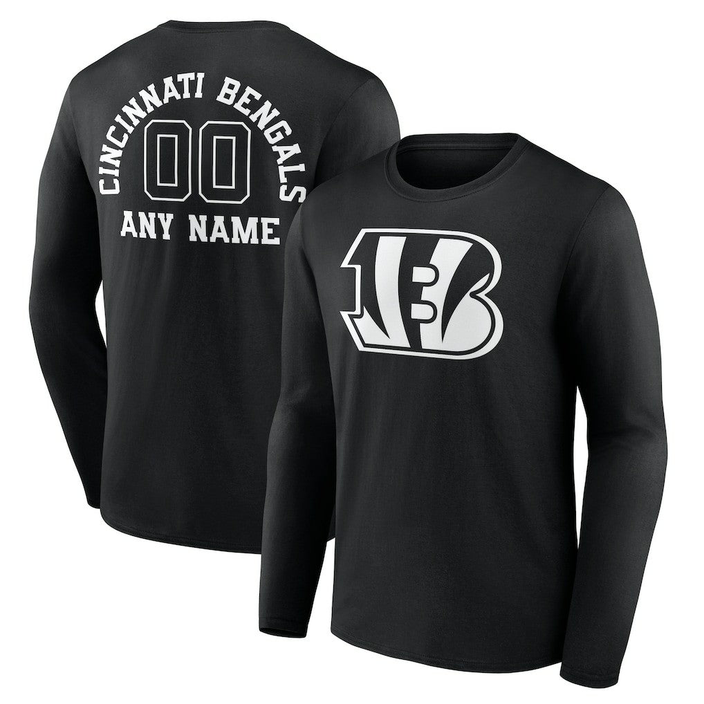 Cincinnati Bengals Personalized Name & Number Monochrome Long Sleeve T-Shirt - Black sale