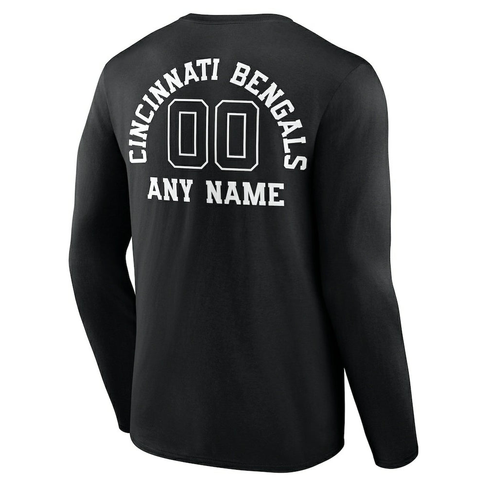 Cincinnati Bengals Personalized Name & Number Monochrome Long Sleeve T-Shirt - Black sale
