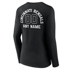 Cincinnati Bengals Women's Personalized Name & Number Monochrome Long Sleeve V-Neck T-Shirt - Black cheap