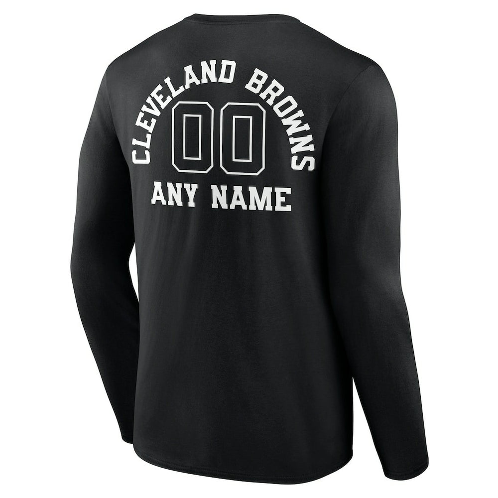 Cleveland Browns Personalized Name & Number Monochrome Long Sleeve T-Shirt - Black cheap