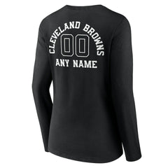 Cleveland Browns Women's Personalized Name & Number Monochrome Long Sleeve V-Neck T-Shirt - Black for sale