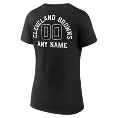 Cleveland Browns Women's Personalized Name & Number Monochrome V-Neck T-Shirt - Black cheap
