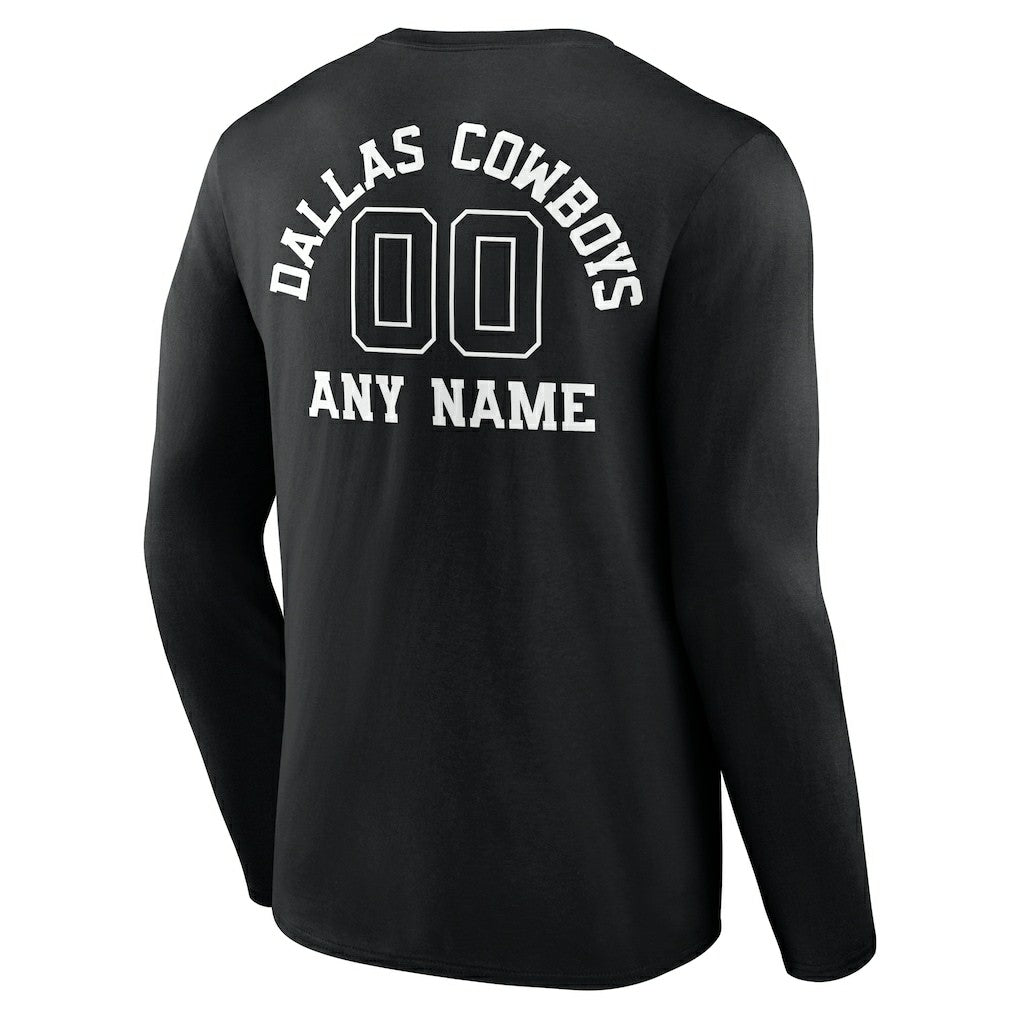 Dallas Cowboys Personalized Name & Number Monochrome Long Sleeve T-Shirt - Black online