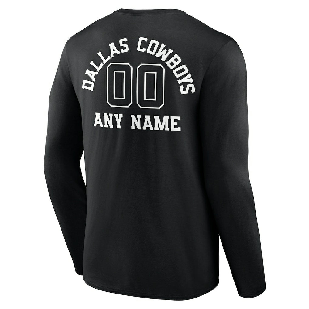 Dallas Cowboys Personalized Name & Number Monochrome Long Sleeve T-Shirt - Black online