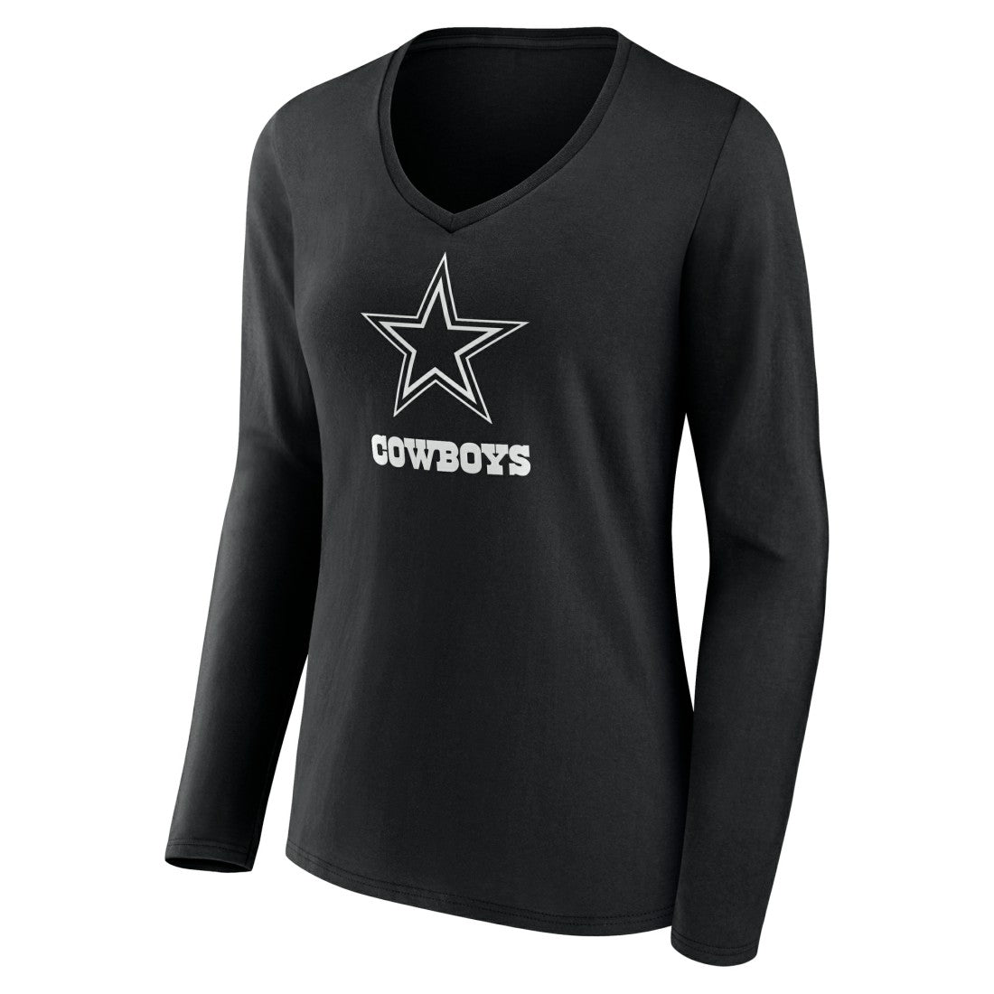 Dallas Cowboys Women's Personalized Name & Number Monochrome Long Sleeve V-Neck T-Shirt - Black for sale