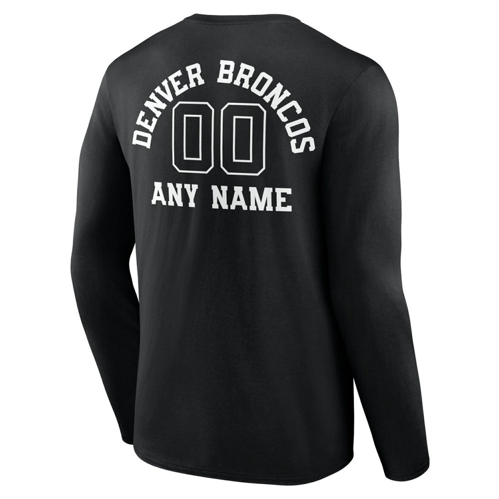 Denver Broncos Personalized Name & Number Monochrome Long Sleeve T-Shirt - Black on sale