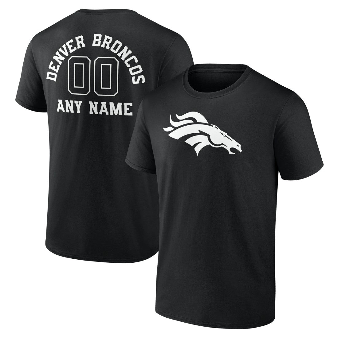 Denver Broncos Personalized Name & Number Monochrome T-Shirt - Black cheap