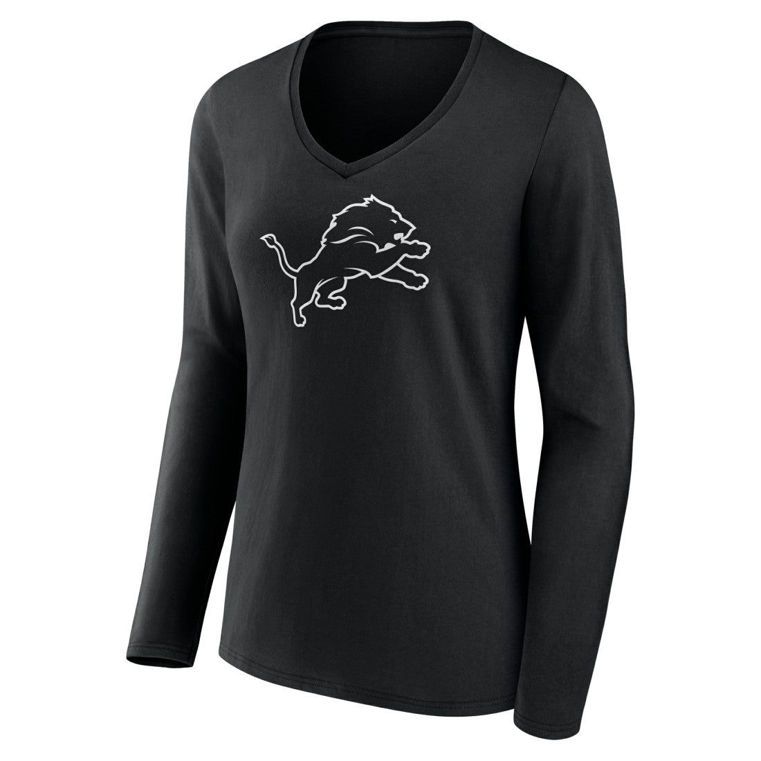 Detroit Lions Women's Personalized Name & Number Monochrome Long Sleeve V-Neck T-Shirt - Black discount
