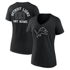 Detroit Lions Women's Personalized Name & Number Monochrome V-Neck T-Shirt - Black outlet