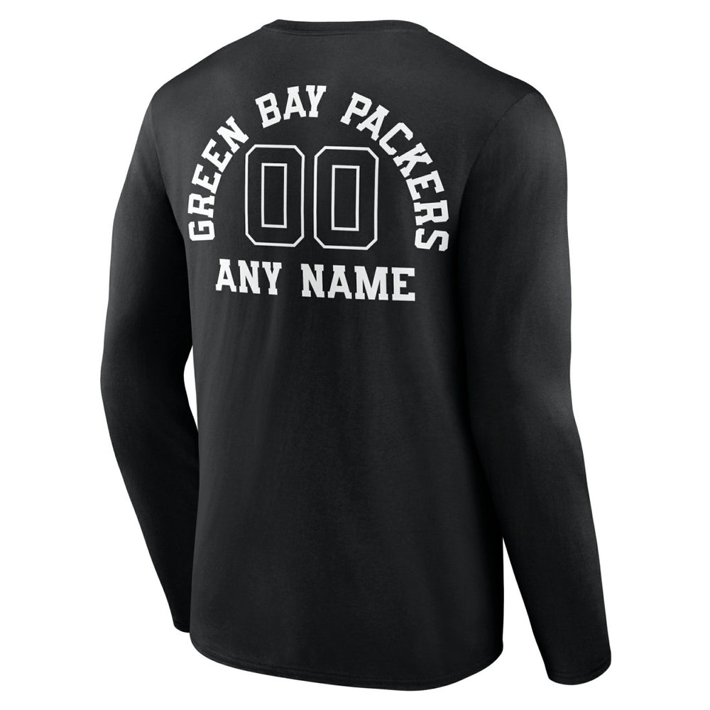 Green Bay Packers Personalized Name & Number Monochrome Long Sleeve T-Shirt - Black discount