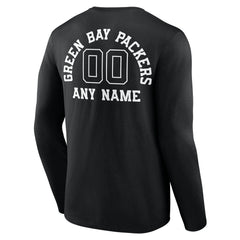 Green Bay Packers Personalized Name & Number Monochrome Long Sleeve T-Shirt - Black discount