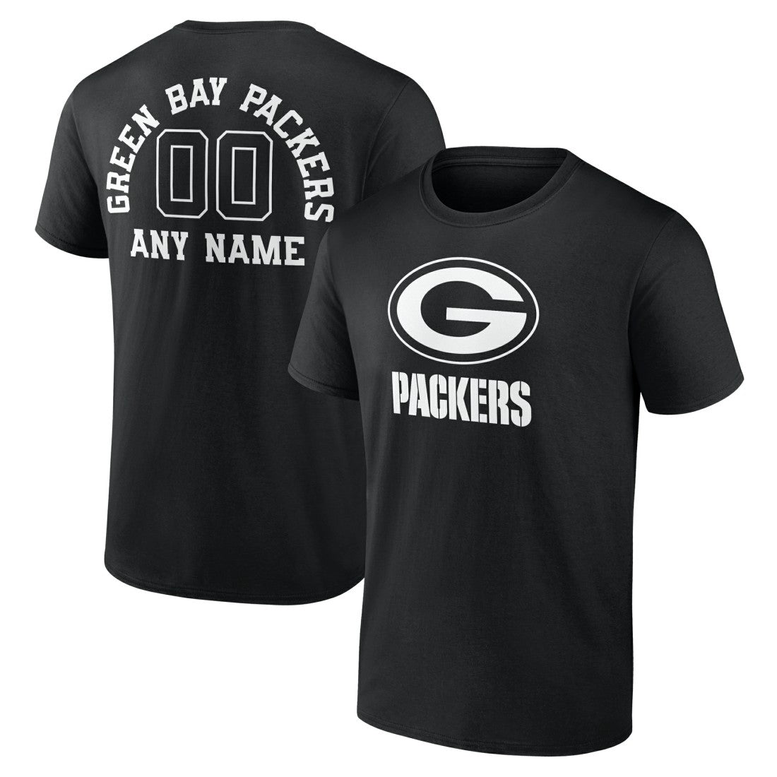 Green Bay Packers Personalized Name & Number Monochrome T-Shirt - Black sale