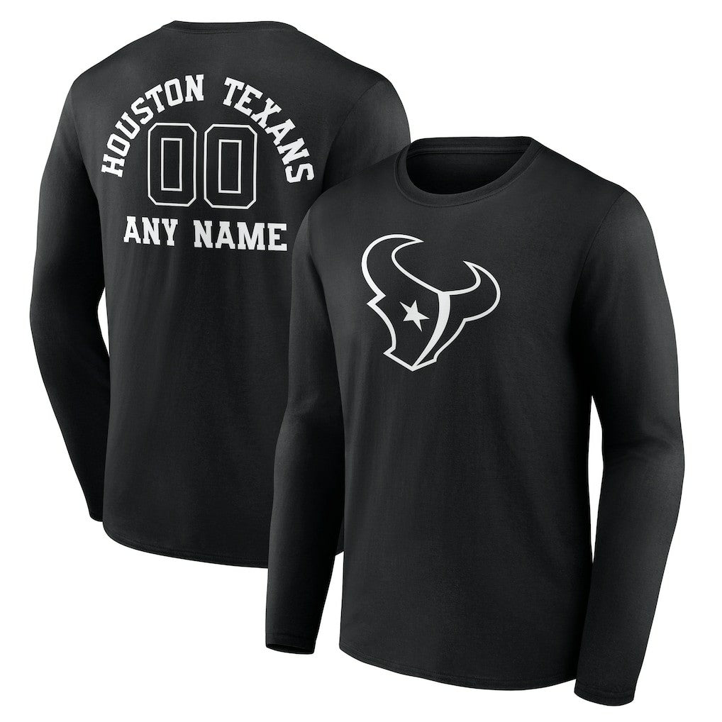 Houston Texans Personalized Name & Number Monochrome Long Sleeve T-Shirt - Black online