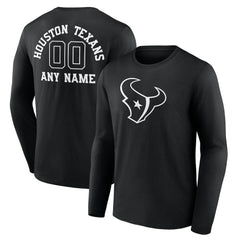 Houston Texans Personalized Name & Number Monochrome Long Sleeve T-Shirt - Black online