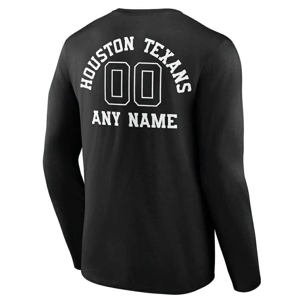 Houston Texans Personalized Name & Number Monochrome Long Sleeve T-Shirt - Black online
