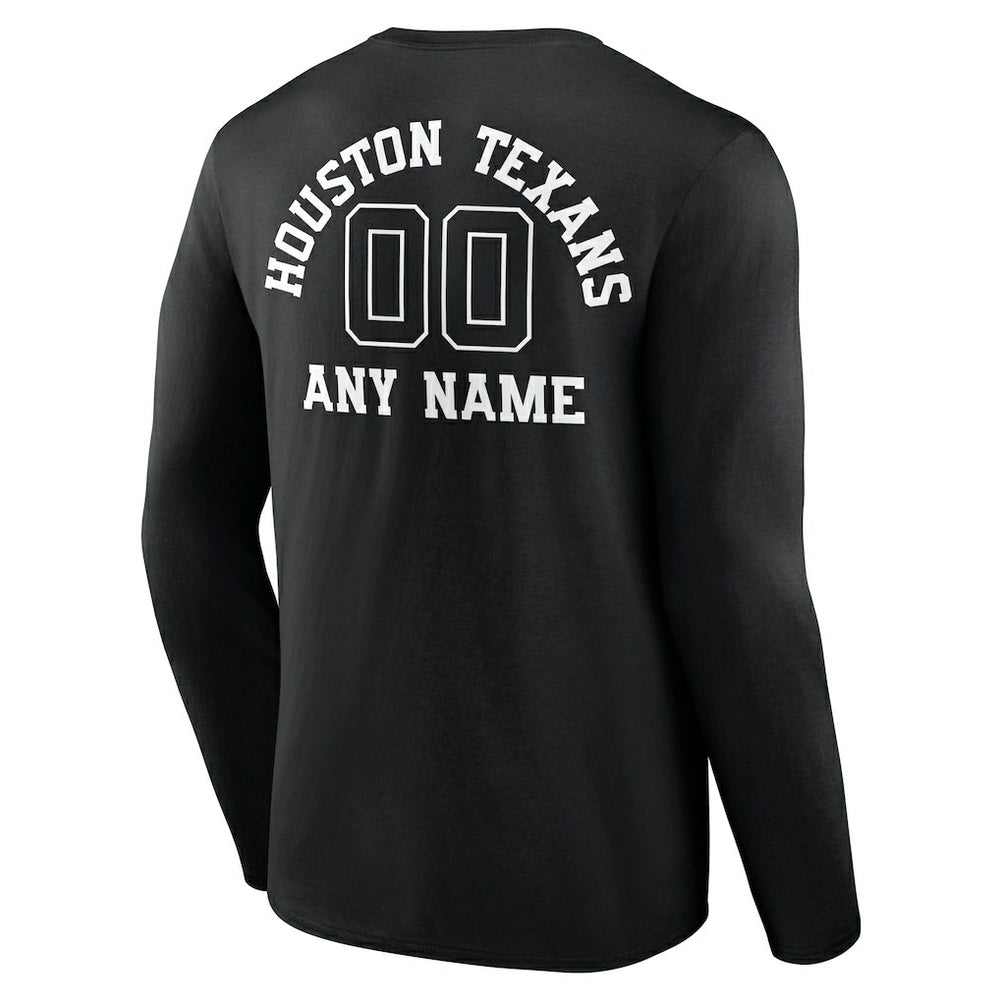 Houston Texans Personalized Name & Number Monochrome Long Sleeve T-Shirt - Black online