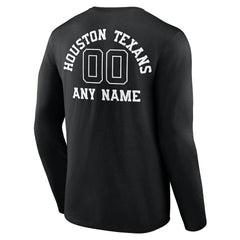 Houston Texans Personalized Name & Number Monochrome Long Sleeve T-Shirt - Black online