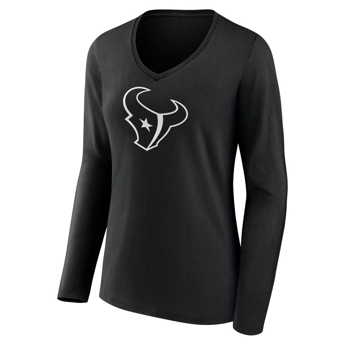Houston Texans Women's Personalized Name & Number Monochrome Long Sleeve V-Neck T-Shirt - Black on sale