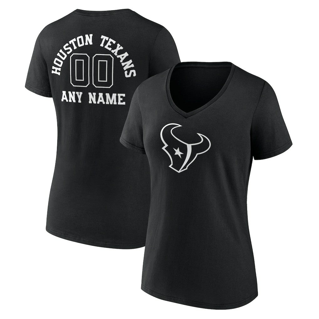 Houston Texans Women's Personalized Name & Number Monochrome V-Neck T-Shirt - Black sale