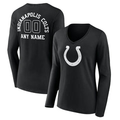 Indianapolis Colts Women's Personalized Name & Number Monochrome Long Sleeve V-Neck T-Shirt - Black cheap