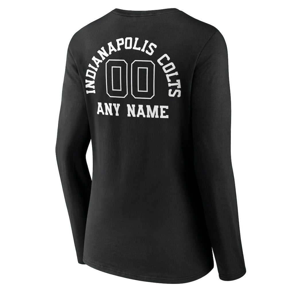 Indianapolis Colts Women's Personalized Name & Number Monochrome Long Sleeve V-Neck T-Shirt - Black cheap