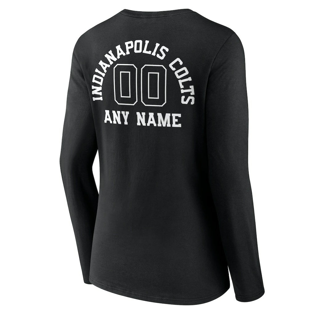 Indianapolis Colts Women's Personalized Name & Number Monochrome Long Sleeve V-Neck T-Shirt - Black cheap