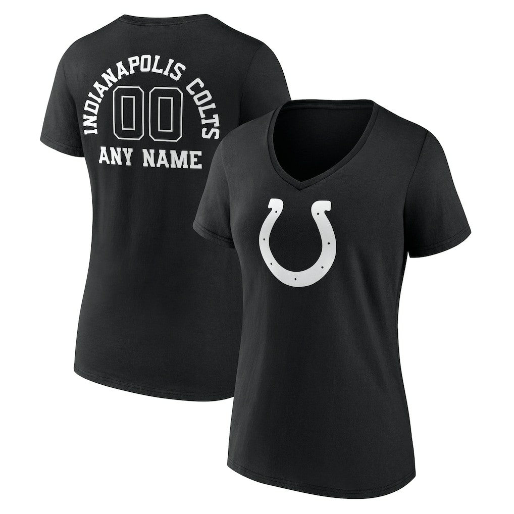 Indianapolis Colts Women's Personalized Name & Number Monochrome V-Neck T-Shirt - Black for sale