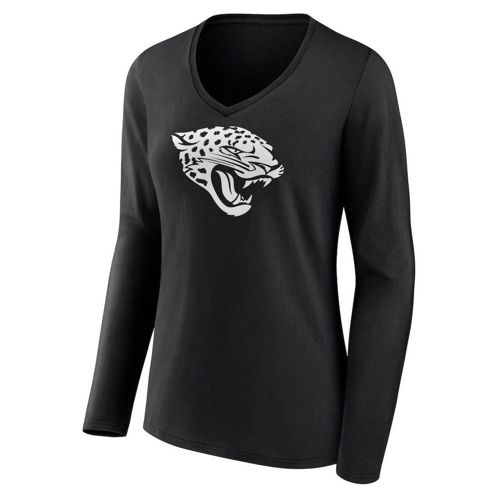Jacksonville Jaguars Women's Personalized Name & Number Monochrome Long Sleeve V-Neck T-Shirt - Black cheap