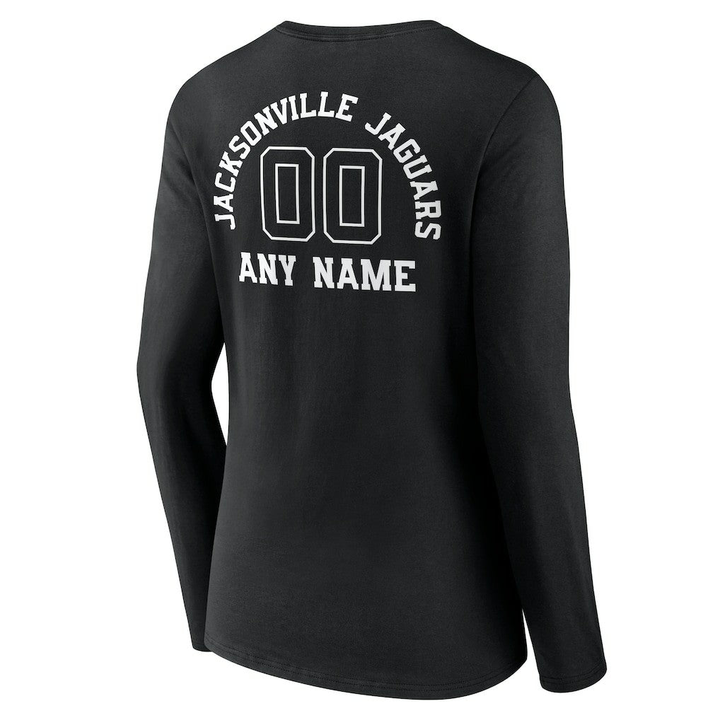 Jacksonville Jaguars Women's Personalized Name & Number Monochrome Long Sleeve V-Neck T-Shirt - Black cheap