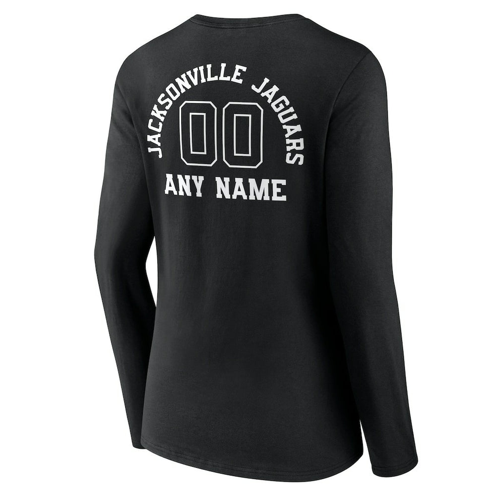 Jacksonville Jaguars Women's Personalized Name & Number Monochrome Long Sleeve V-Neck T-Shirt - Black cheap