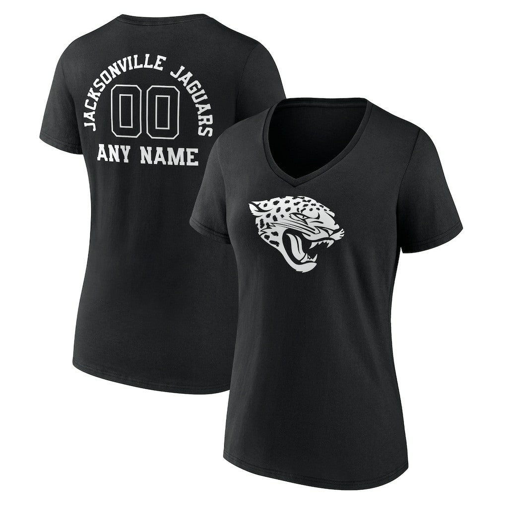 Jacksonville Jaguars Women's Personalized Name & Number Monochrome V-Neck T-Shirt - Black discount