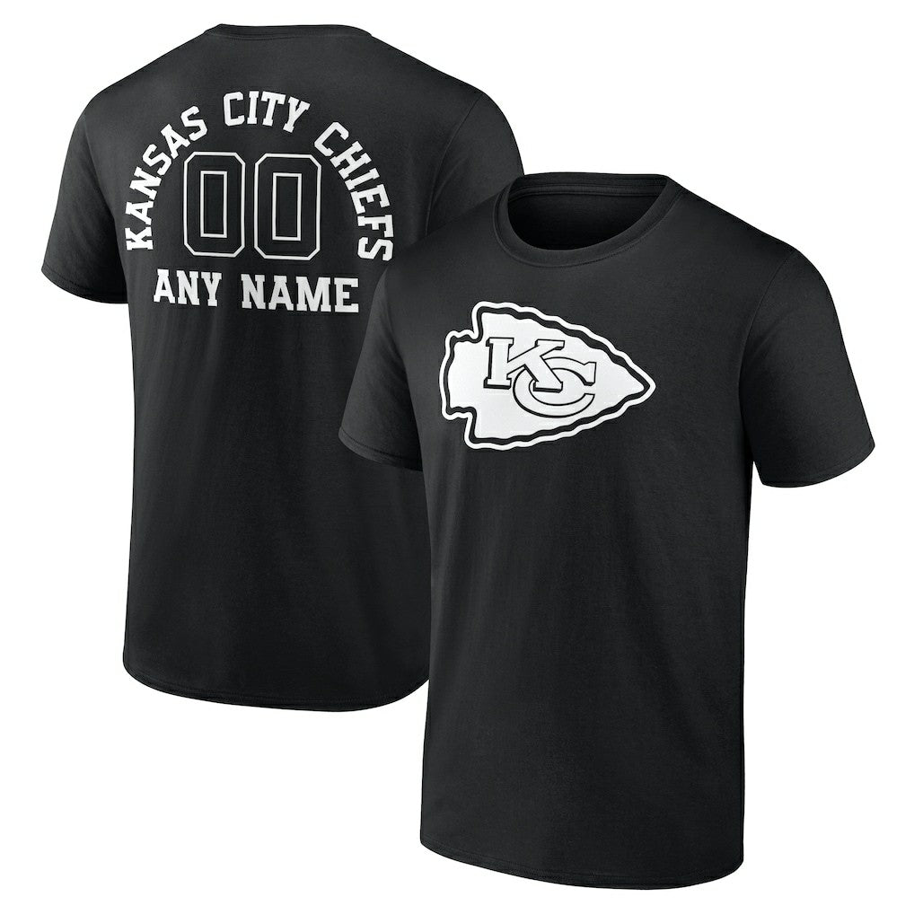 Kansas City Chiefs Personalized Name & Number Monochrome T-Shirt - Black on sale