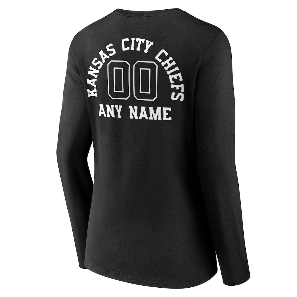 Kansas City Chiefs Women's Personalized Name & Number Monochrome Long Sleeve V-Neck T-Shirt - Black online